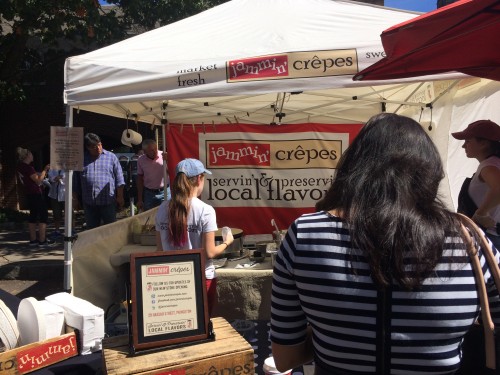 JazzFeast 2014: Jammin' Crêpes was among Princeton School Gardens Cooperative supporters with food booths at the popular downtown Princeton event sponsored by Palmer Square. Gerry Porcaro graciously agreed to wear Amanda Sharp's custom-designed Chardy costume to get the word out about the upcoming chard blitz at Princeton Public Schools and across town.