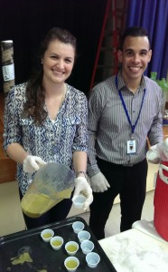 Joel Rosa, of Nutri-Serve, helped scoop soup for the asparagus event.