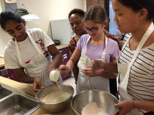 Crepe batter begins with flour, eggs and milk.