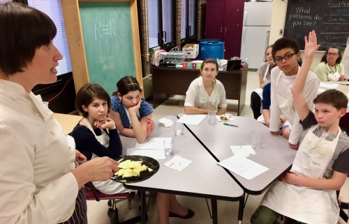 Raised hand at class discussion with Chef Fuerst